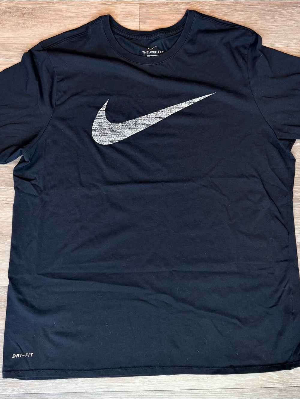 Nike Black Short Sleeve Tee with Heathered White Swoosh